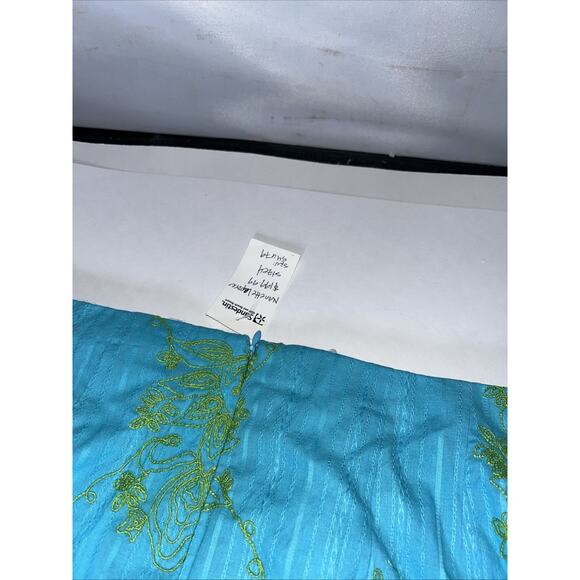 Nanette Lepore Aqua Blue Olive Green Embroidered Ric Rac Tunic Top Sz 6 Skirt 4 - Picture 7 of 11